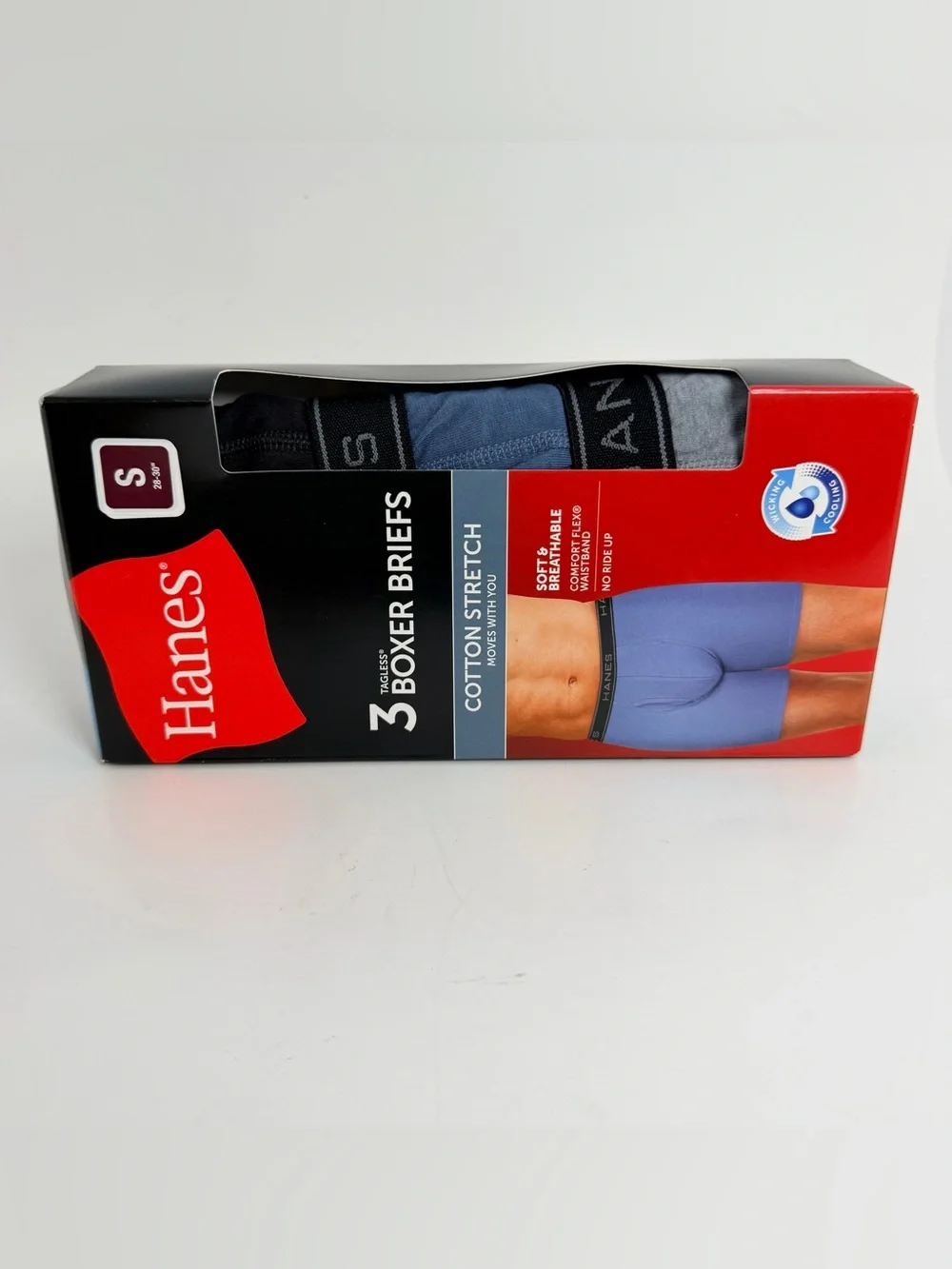 Hanes 3-Pack Boxer Briefs - Blue, Black, Gray